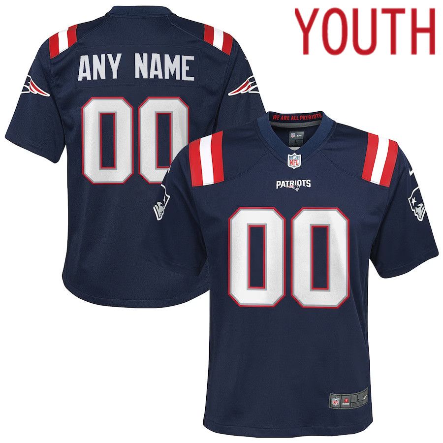 Youth New England Patriots Nike Navy Custom Game NFL Jersey->new england patriots->NFL Jersey
